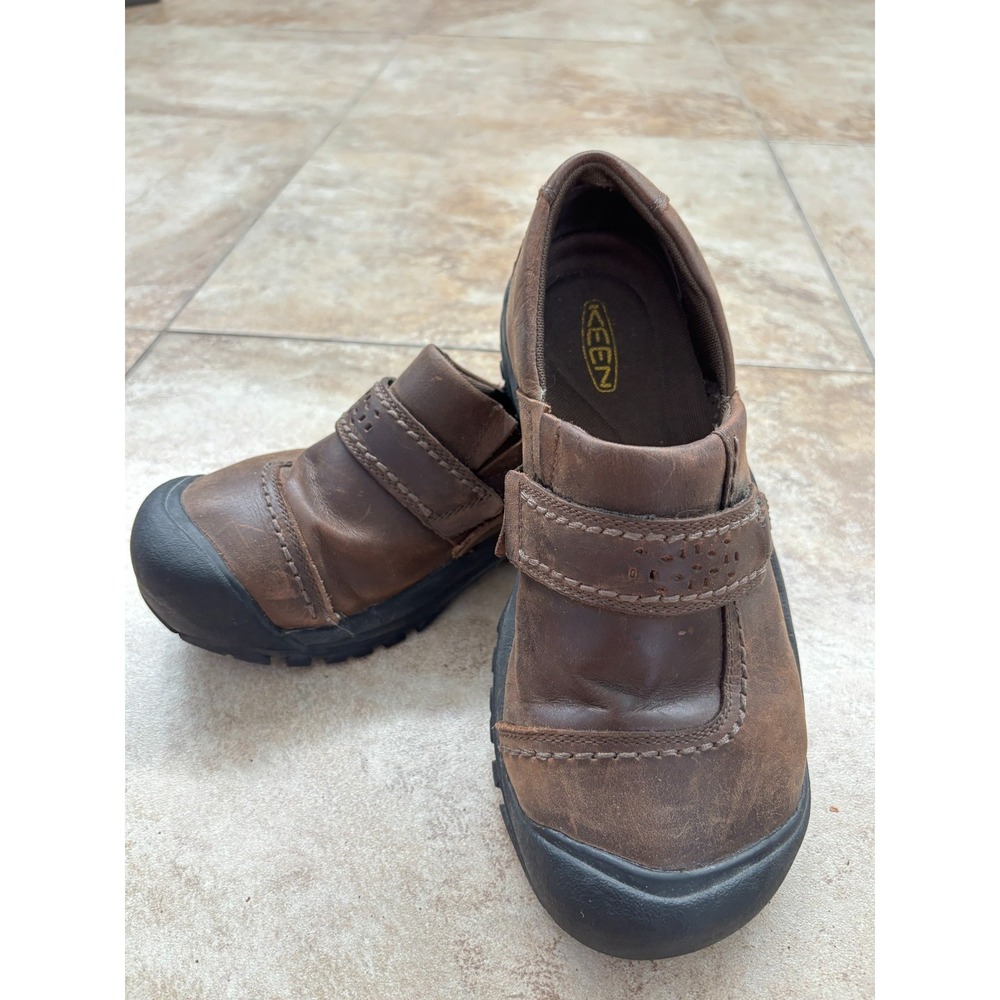 KEEN Kaci Full-Grain Brown Leather Slip On Loafers Clogs Womens 7.5 1012048
